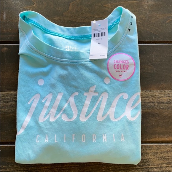 Justice Other - Girls Justice Teal Hear Changing Crop Shirt